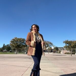 Charlotte Russe Tan Teddy Jacket with Cream Faux Fur